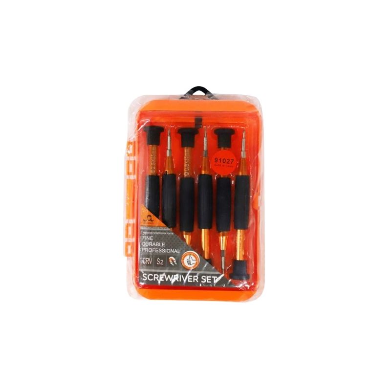 91027, 6-Piece Precision Screwdriver Set, CR-V + S2 Steel, Anti-Slip Grip