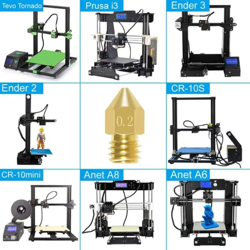 Brass Extruder 3D Printer Nozzle,0.2mm