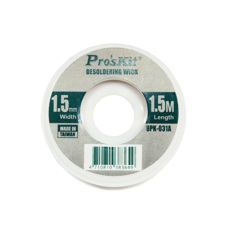 8PK-031A, Desoldering Wick, 1.5mm Width, 1.5m Length, Copper Braid