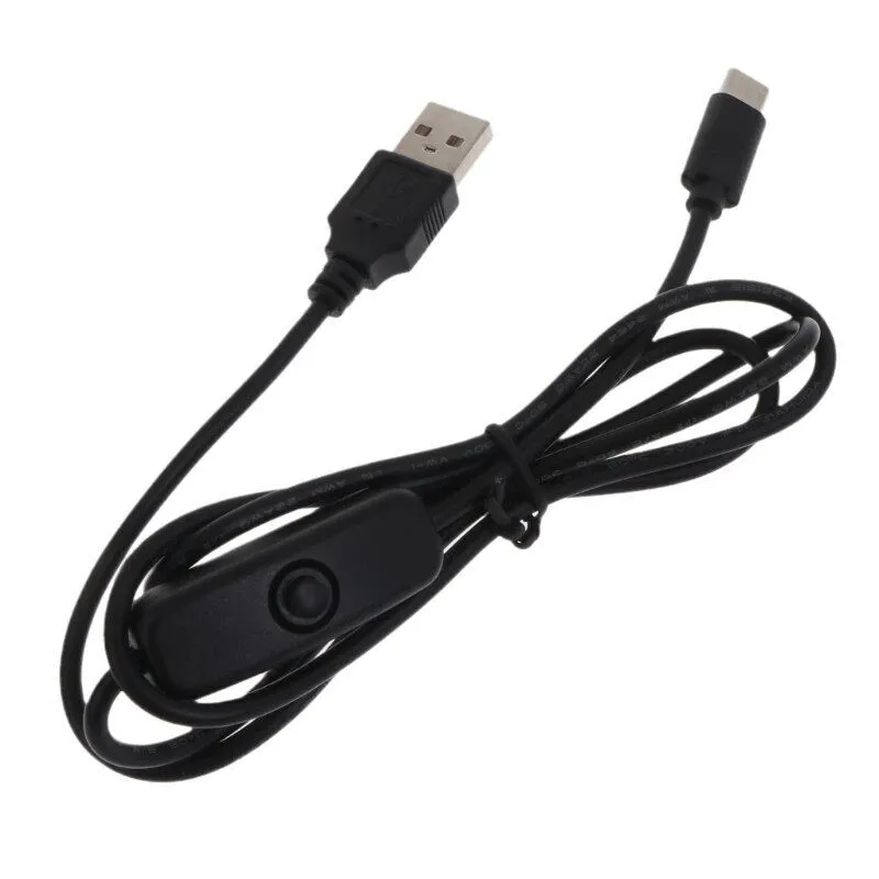 USB-C Charging Cable with On/Off Switch - 100cm Length, Compatible with Raspberry Pi 4 Model B and Type-C Devices