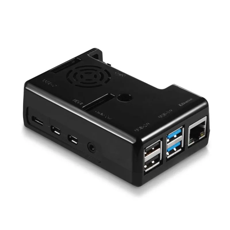 Raspberry Pi 4 Compatible Case,with Built-in Fan,Black, ABS Plastic