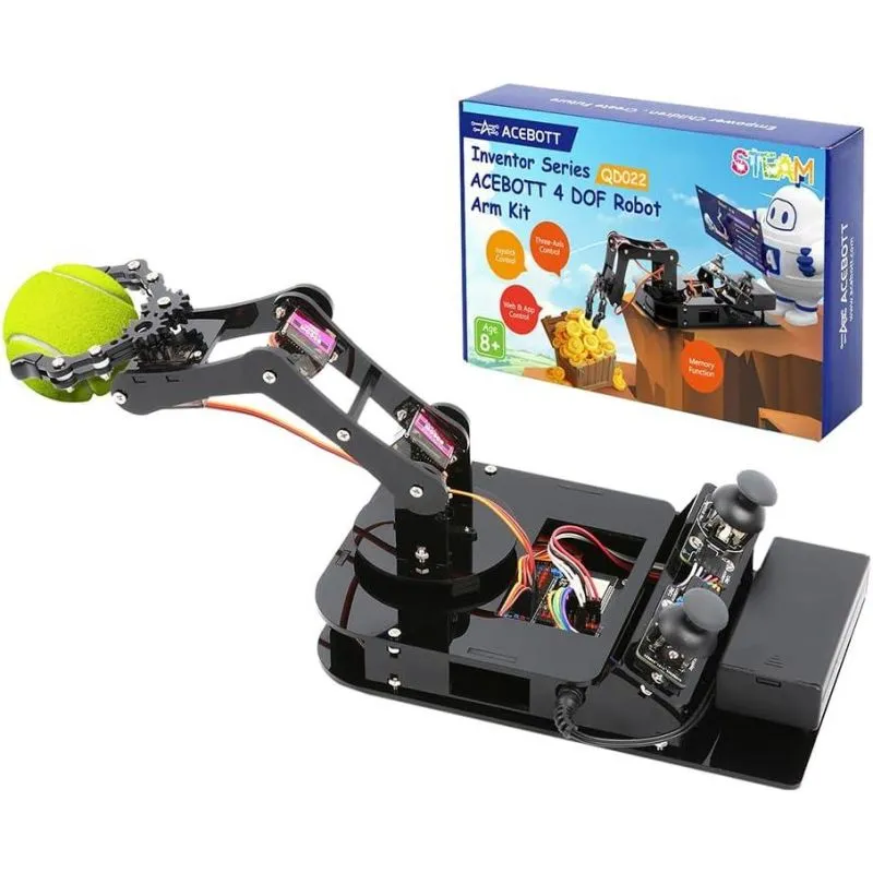 ACEBOTT Programmable Robot Arm Kit with ESP32 Controller Board | Supports Arduino, ACECode & Python Programming | For Home & K-12 Classroom STEM Education
