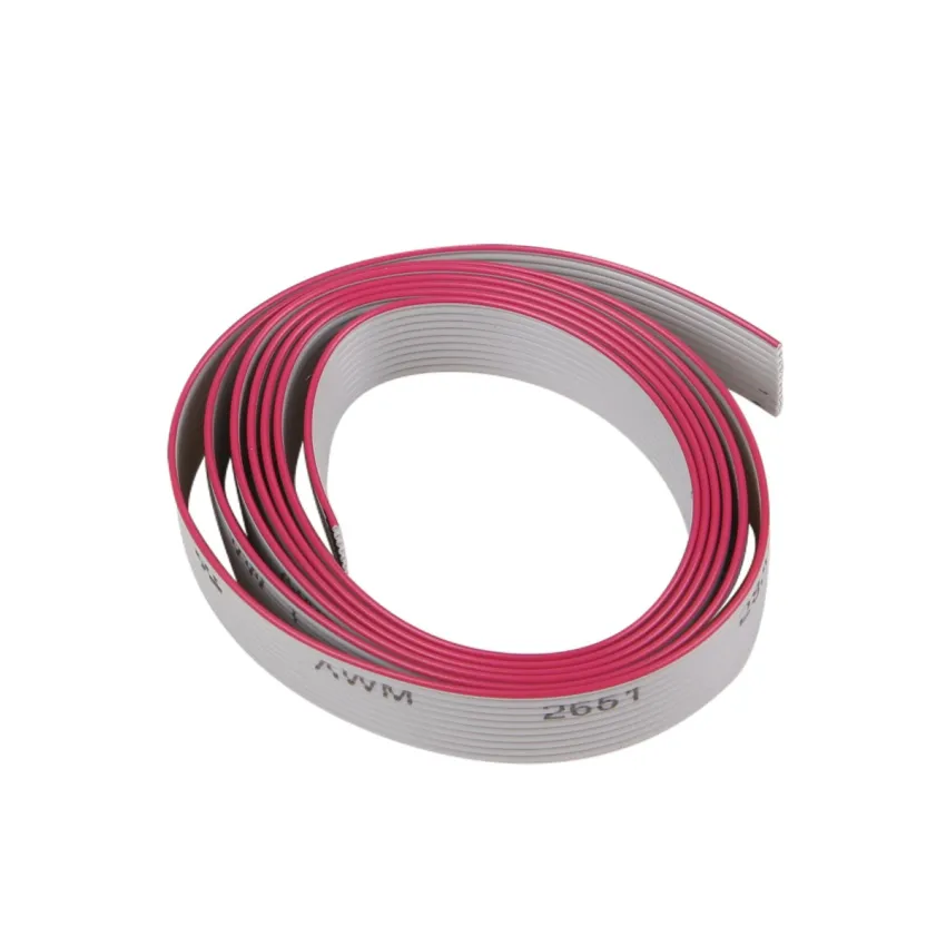10-Pin Ribbon Cable, 1 Meter Length, High Flexibility, Grey