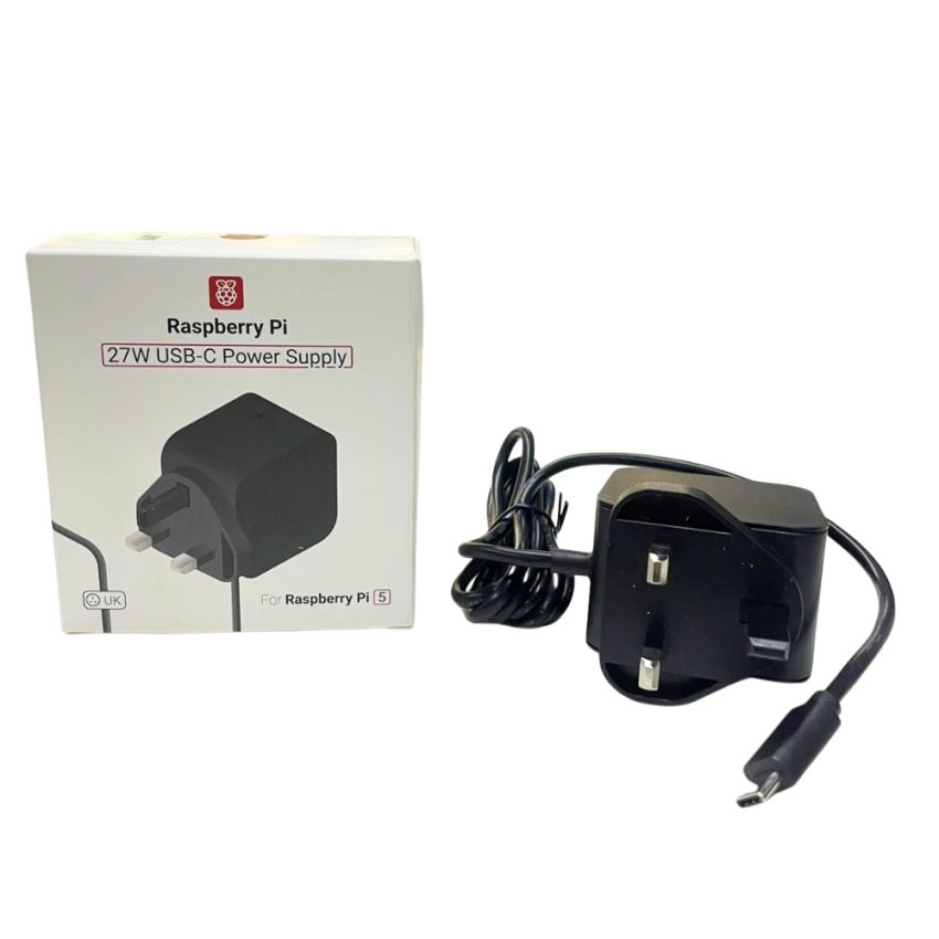 SC1158, Raspberry Pi 27W USB-C Power Supply Black, UK (Type G)