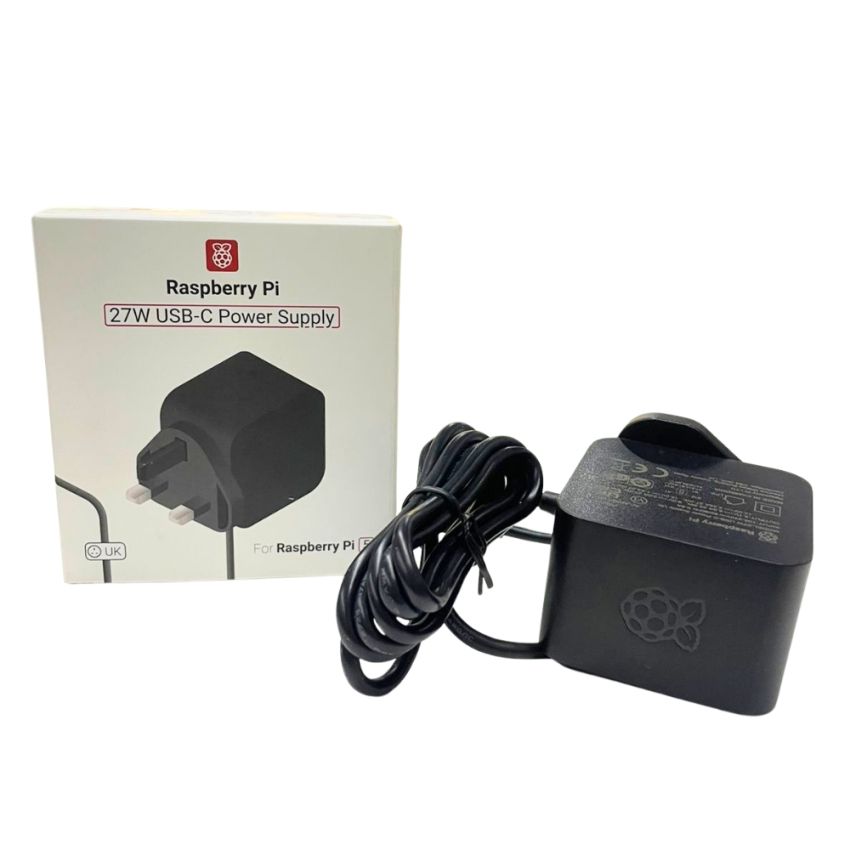 SC1158, Raspberry Pi 27W USB-C Power Supply Black, UK (Type G)