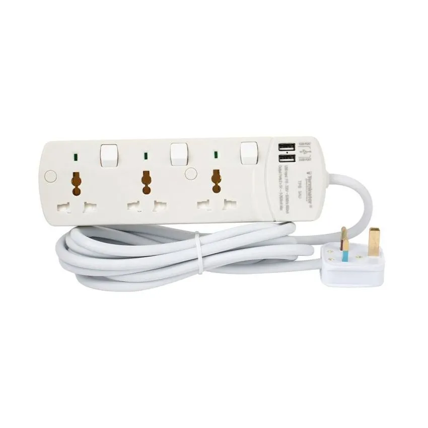 TPB 3AU 3 WAY UNIVERSAL POWER EXTENSION SOCKET