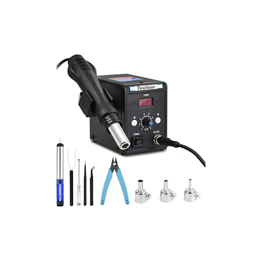 Hot Air Rework Station Toolour Soldering Station with 100-500Ã‚Â°C Hot Air Gun Temperature & Air Speed Controlled Desoldering Station Tool model number :Ã¢â‚¬Å½ 858D-UK