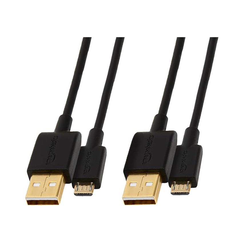 AmazonBasics USB 2.0 A-Male to Micro B Charger Cable (2 Pack), 3 feet, Black (10-15 days subject to availability )