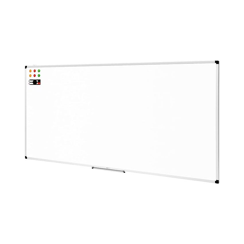 Amazon Basics Whiteboard Drywipe Magnetic with Pen Tray and Aluminium Trim, 240 cm x 120 cm (WxH) (ETA 10-15 WORKING DAYS subject to availability)