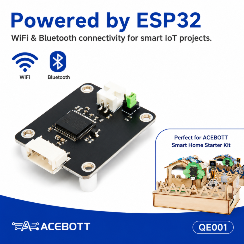 ACEBOTT QE001 ESP32 Smart Home IoT Starter Kit with Wooden House and App Control
