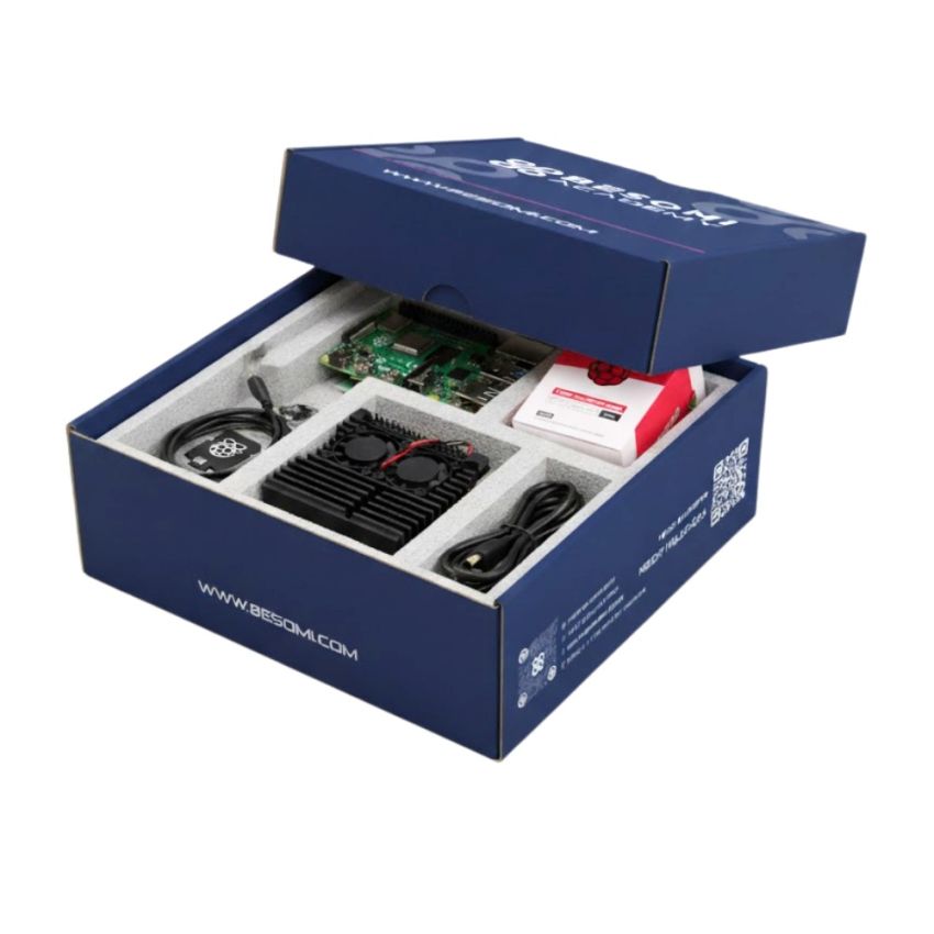 Raspberry Pi 4 Model B Starter Kit, 4GB RAM + 32GB microSD + Dual-Fan Aluminum Case, Power Supply, HDMI & Network Cable