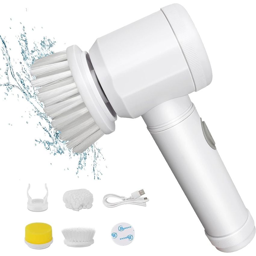 Electric Cleaning Brush with 3 Brush Heads, Electric Spin Scrubber , Bathroom Rechargeable Scrub Brush By FarroBizz