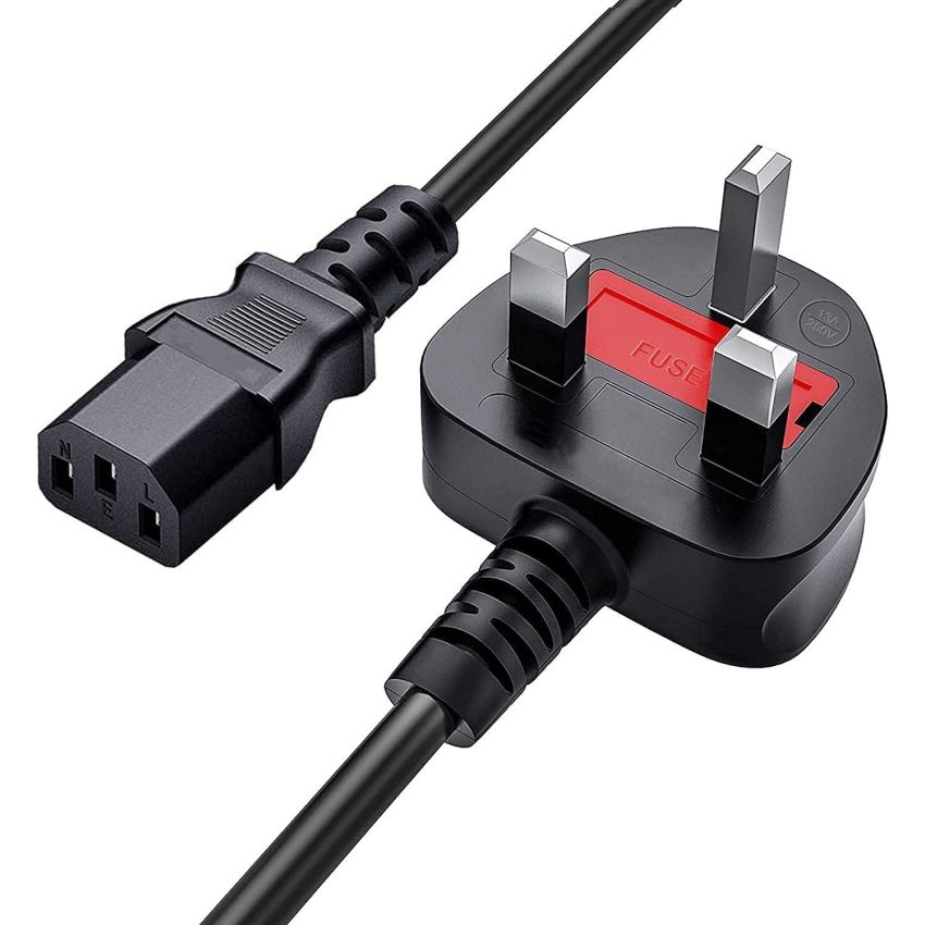 UK Power Cable with Fused Plug - 3-Pin, 1.5M Length