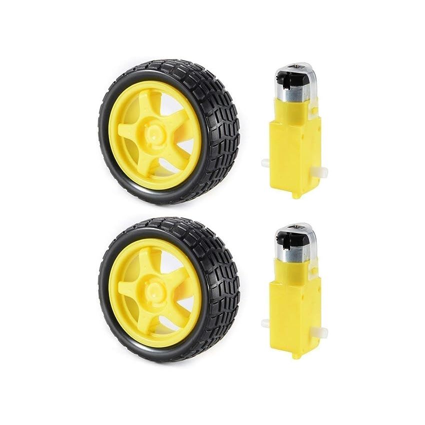 2 Sets DC Gear Motor and Tire Wheel for DC 3V-6V Arduino Smart Car Robot Projects (Yellow) TE696