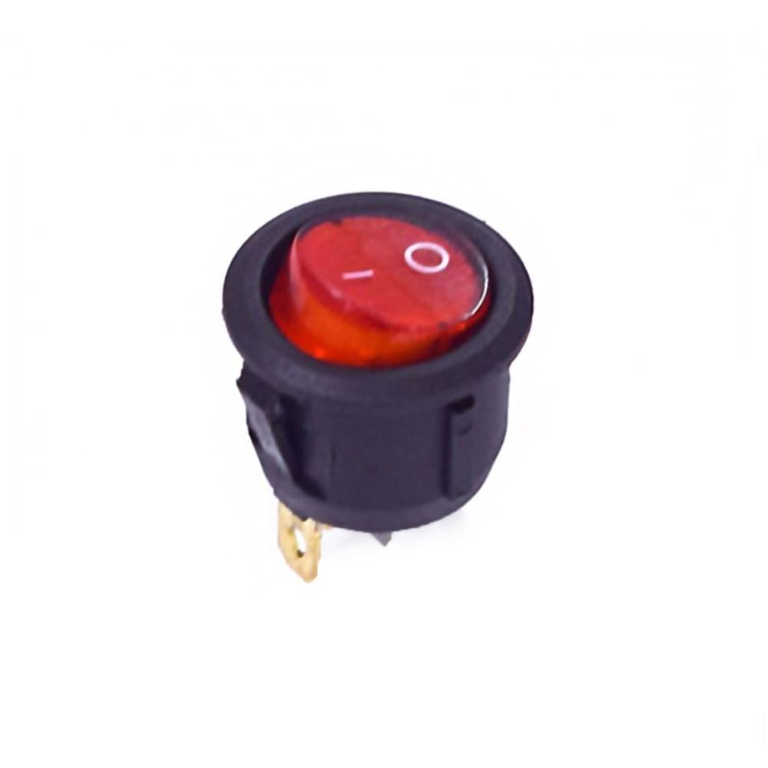 KCD2,Rocker Switch,6A,250V,RED,ON-OFF,Round