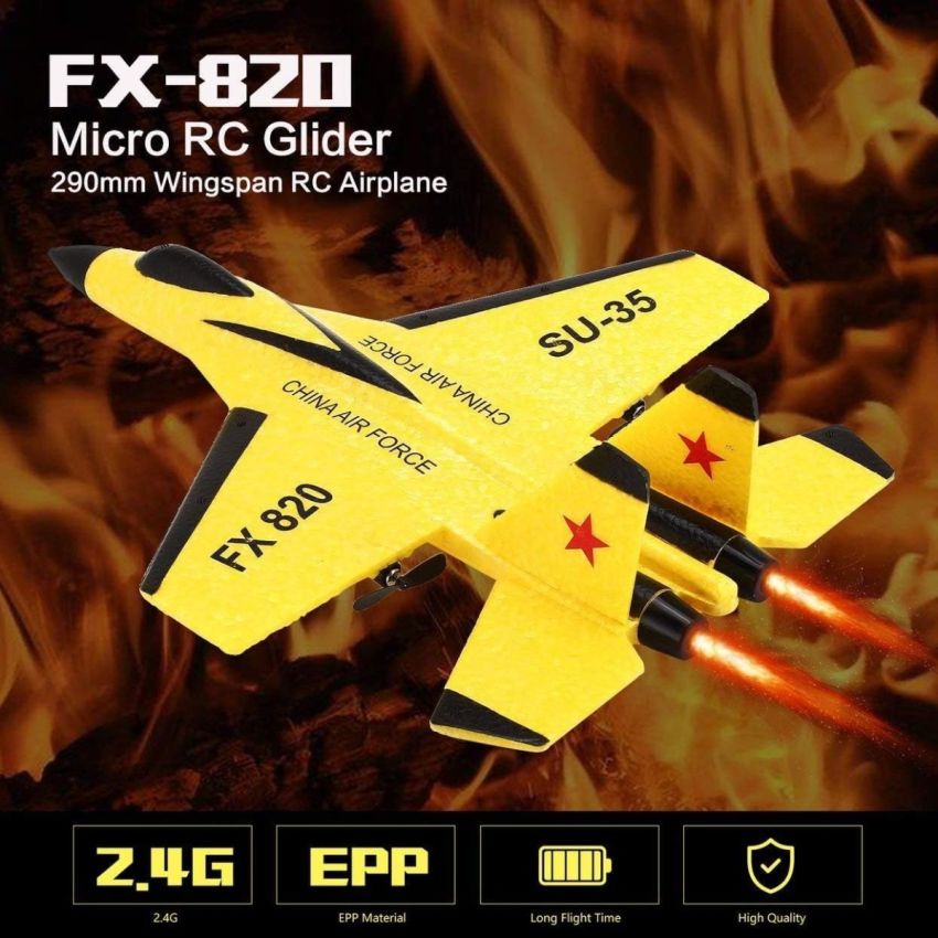SU-35 RC RC Plane Drone with 2.4GHZ 2CH, Remote Channel Remote Control Airplane, Control Flying Paper Aircraft Toys Indoors & Outdoors Easy to Fly Best Gift for Adults and Children,Yellow