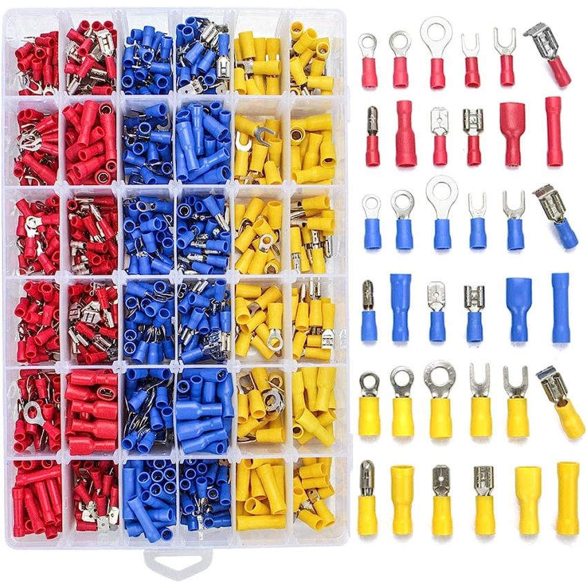 Insulated,Butt,Ring,Fork,Spade and Bullet Electrical Wire Connectors Kit Quick Disconnect Terminals Assortment Kit,Red, Blue, Yellow,300 Pieces