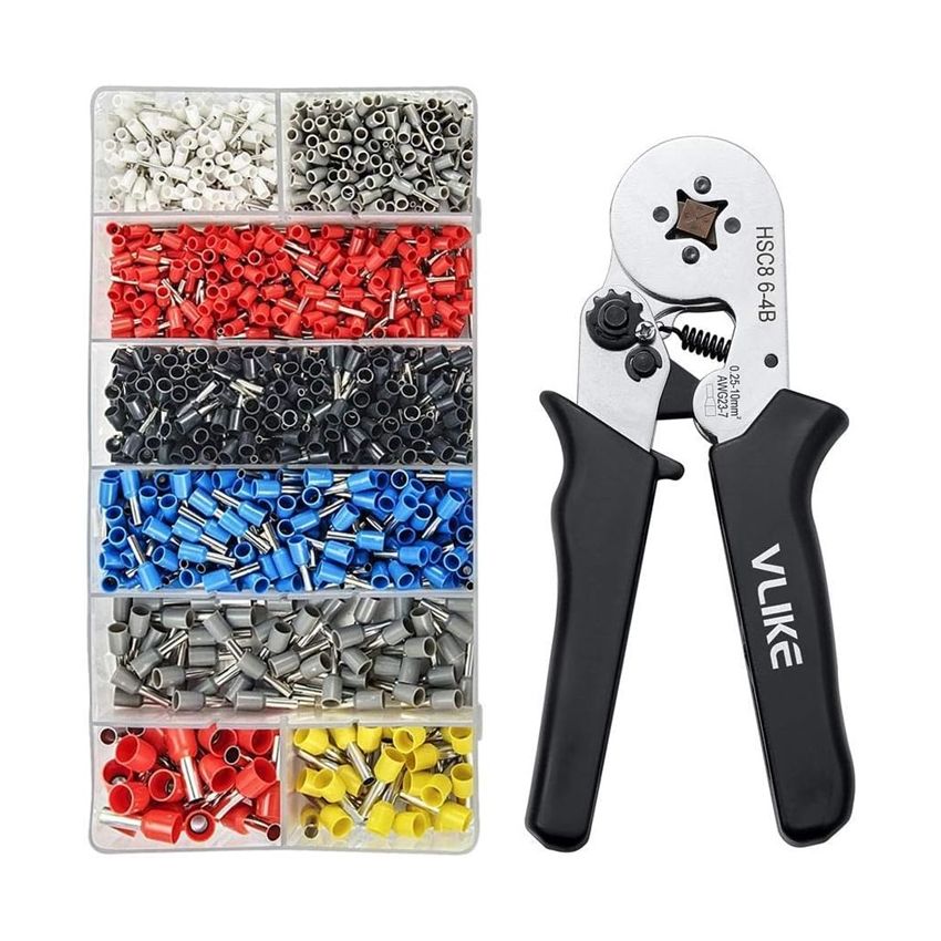 Ferrule Crimping Tool Kit,ID4,4 x OD6,3x20L,1200 Ferrules