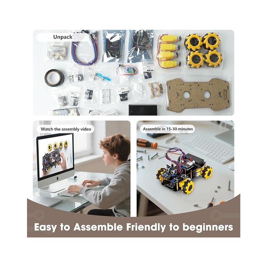 ACEBOTT STEM Robot Car Starter Kit Mecanum Wheel Camera with ESP32 Controller Board