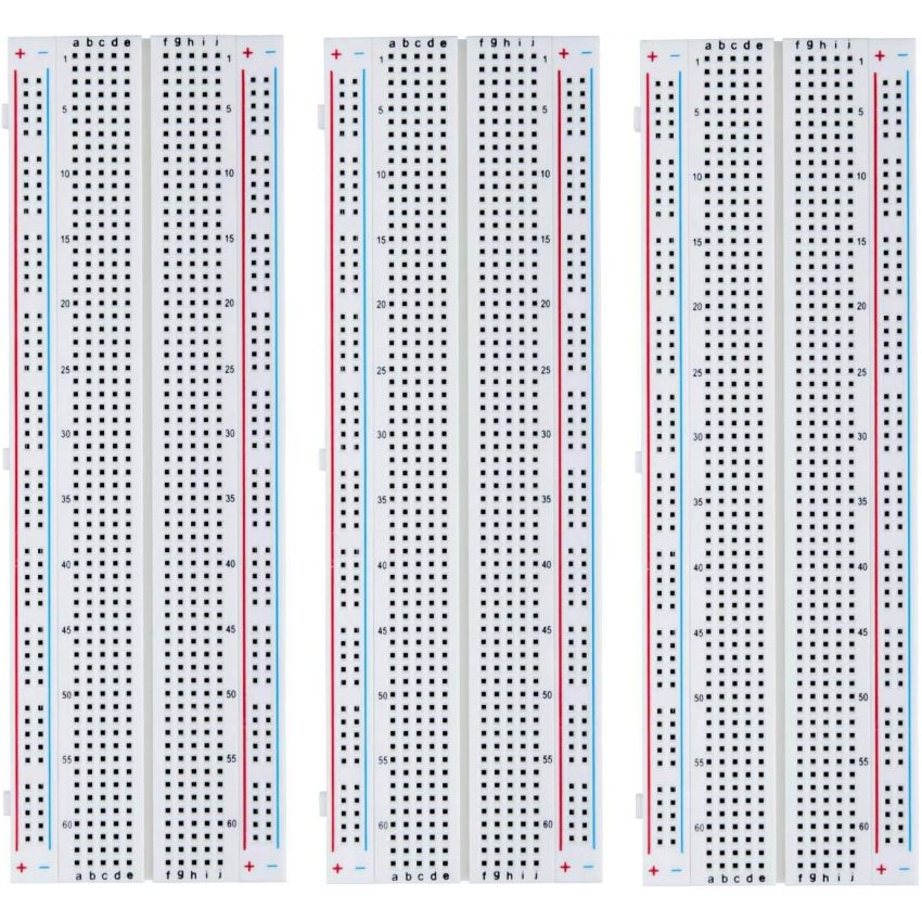 RoboGets RoboGets 3 Pcs Breadboard 830 Point Solderless Prototype PCB Board Kit for Arduino Proto Shield Distribution Connecting Blocks (3PCS MB102)