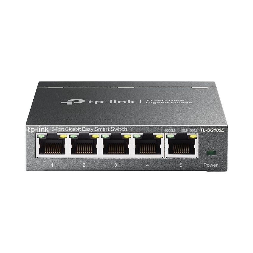 TP-Link 5-Port Gigabit Ethernet Easy Smart Switch | Unmanaged Pro | Plug and Play | Desktop | Sturdy Metal w/Shielded Ports | Limited Lifetime Replacement (TL-SG105E), Black…(3 weeks subject to availability)