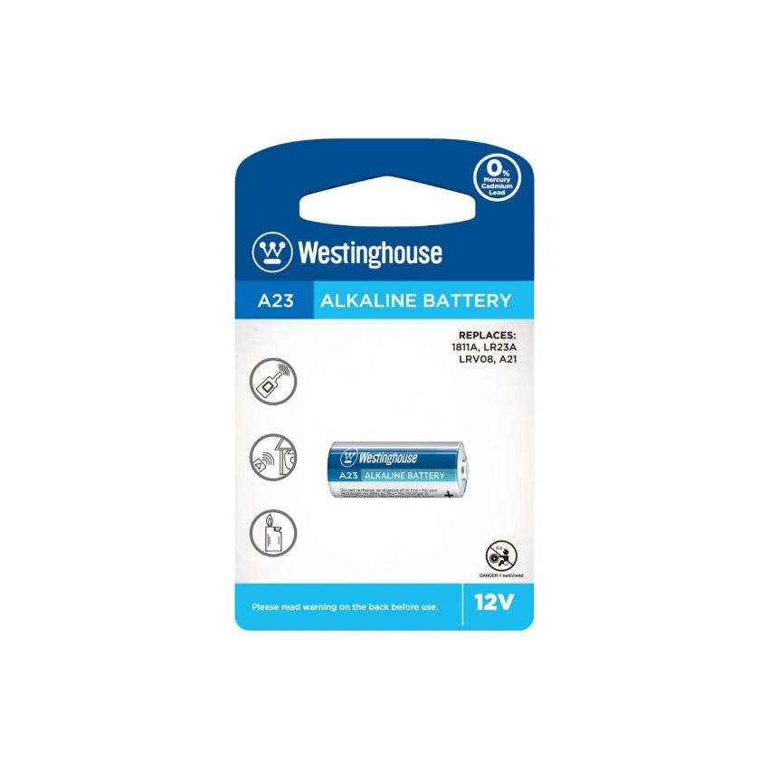 Westinghouse A23 Alkaline Battery, 12V Miniature Power Cell, Long-Lasting – 1 Pack