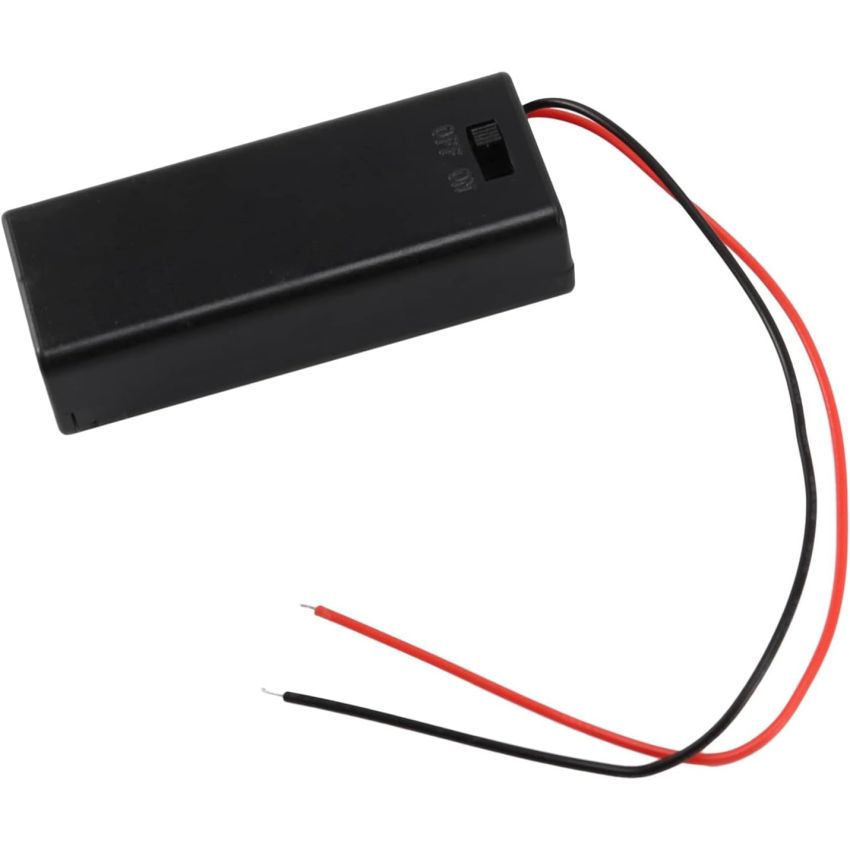 2 x AA Battery Holder with Cover, Wired Connection for 1.5V Batteries