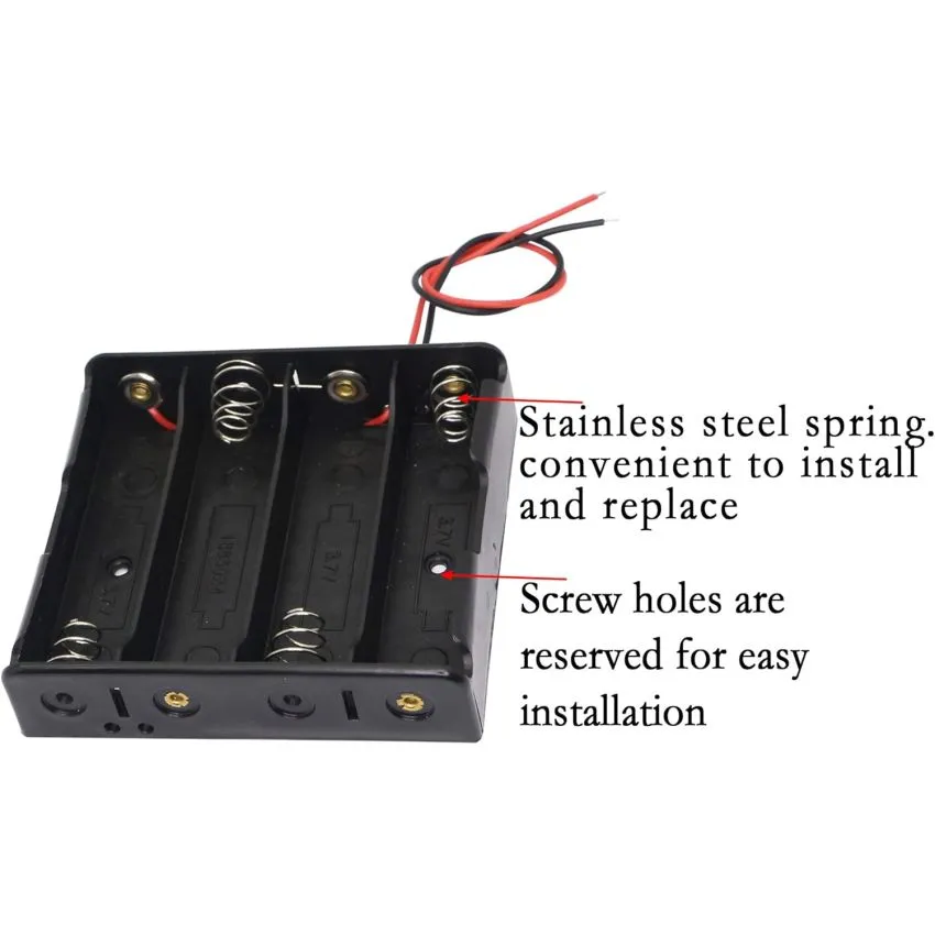 18650 4-Slot Battery Holder with Leads - 3.7V