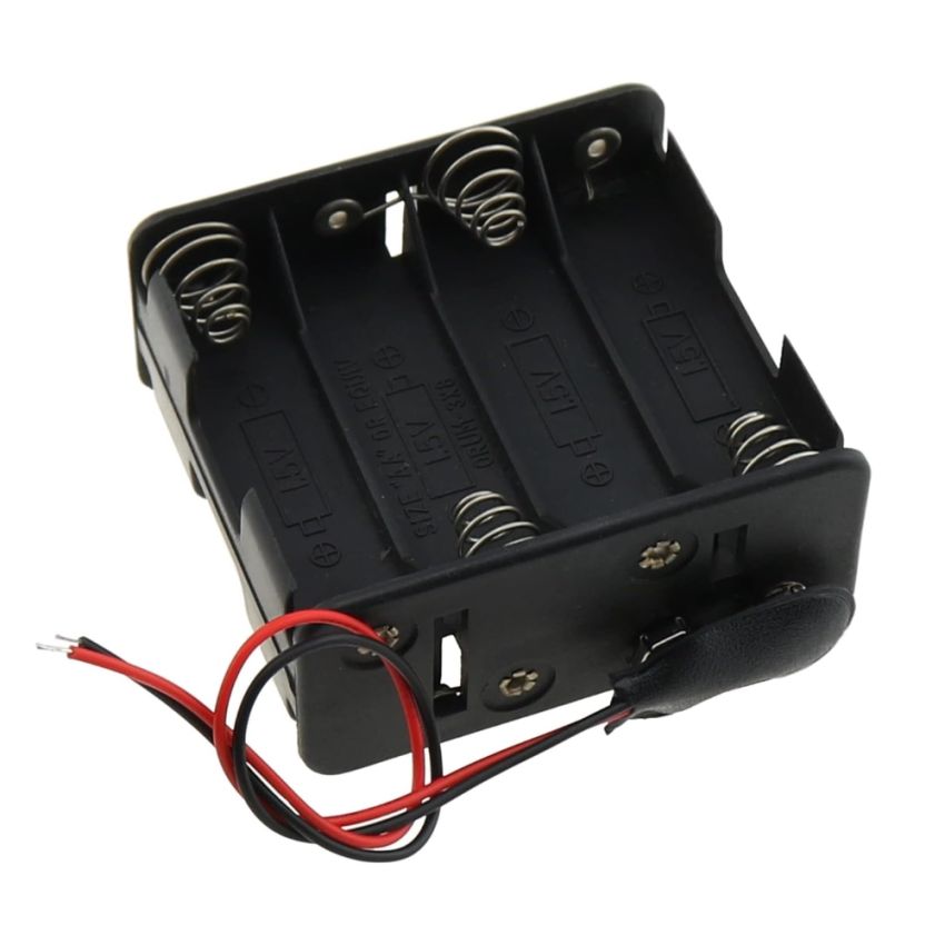 8-Way AA Battery Holder (Box Type), Wired Connection for 1.5V Batteries