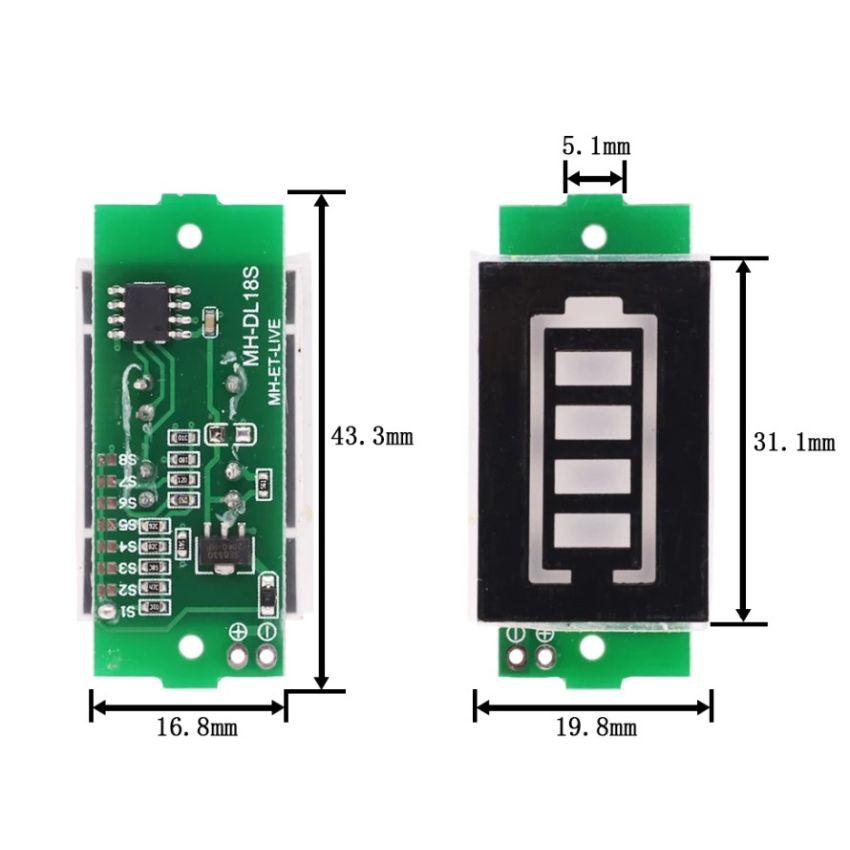 1S Single 3.7V Lithium Battery Capacity Indicator, 4.2V
