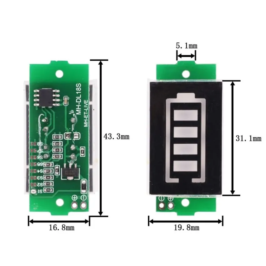 1S Single 3.7V Lithium Battery Capacity Indicator, 4.2V