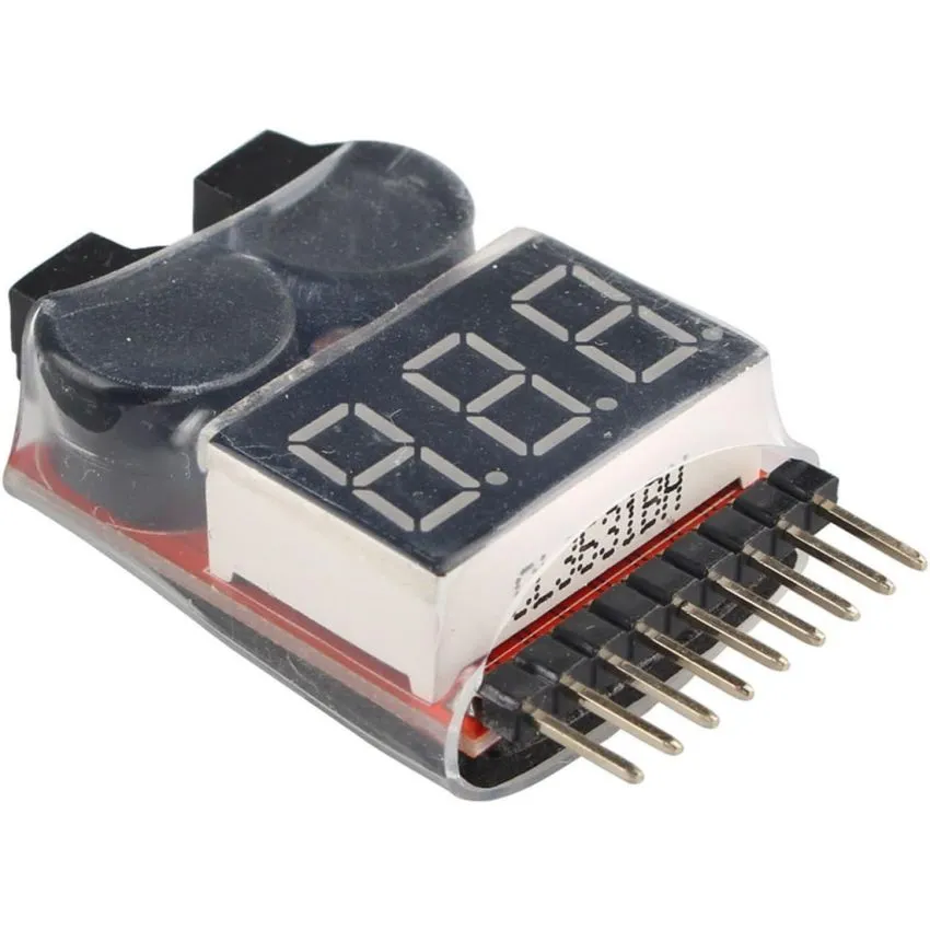 1-8S Lipo/Li-ion/Fe Battery Voltage Tester, 2-in-1 Low Voltage Buzzer Alarm