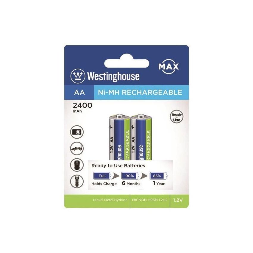 Westinghouse Always Ready AA Ni‑MH 2400 mAh Rechargeable Battery (AA, 1.2 V, 2‑Pack)