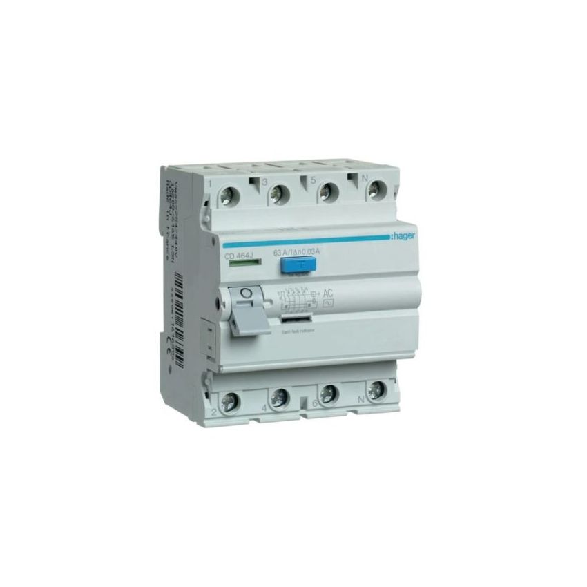 CIRCUIT BREAKER;TYPE RESIDUAL CURRENT CURRENT RATING 40 A NUMBER OF POLES 4 BREAKING CAPACITY 30 MA ADDITIONAL SPECIFICATION CURVE C MPN NO 8218996 MANUFACTURER HAGER PART NO CD464J
