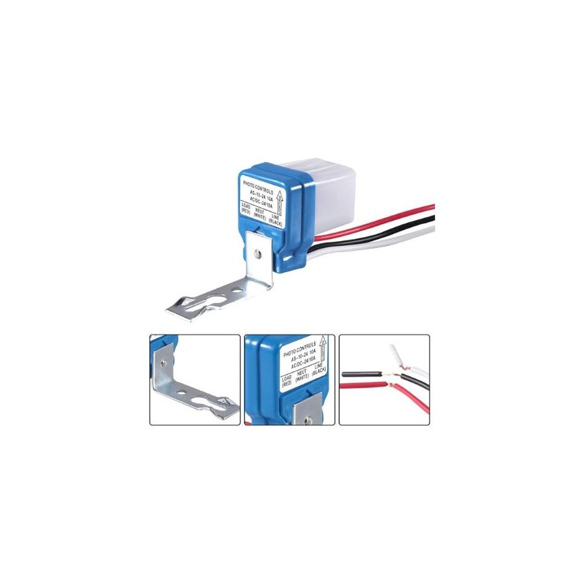 AS-10, Photoswitch Sensor, 10A Auto On/Off Photocell Control, 24V AC/DC, Perfect for Efficient Street Light Management