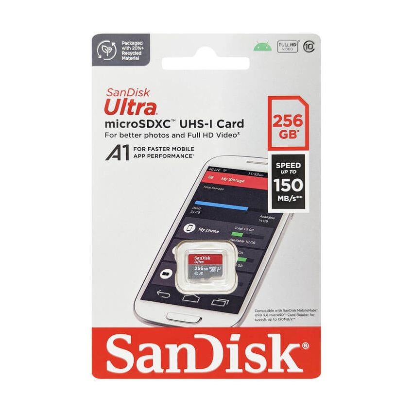 SDSQUA4256GGN6MA SanDisk Ultra Micro SDXC Card 256GB Class 10 UHSI A1