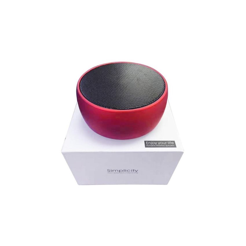 Simplicity BS01 Red Portable Bluetooth Speaker, Compact Wireless Sound Device