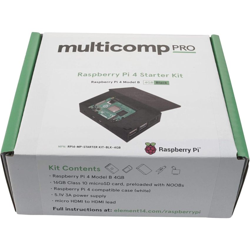 Multicomp Pro Raspberry Pi 4 Model B Starter Kit – 4GB RAM, Complete DIY & Development Kit