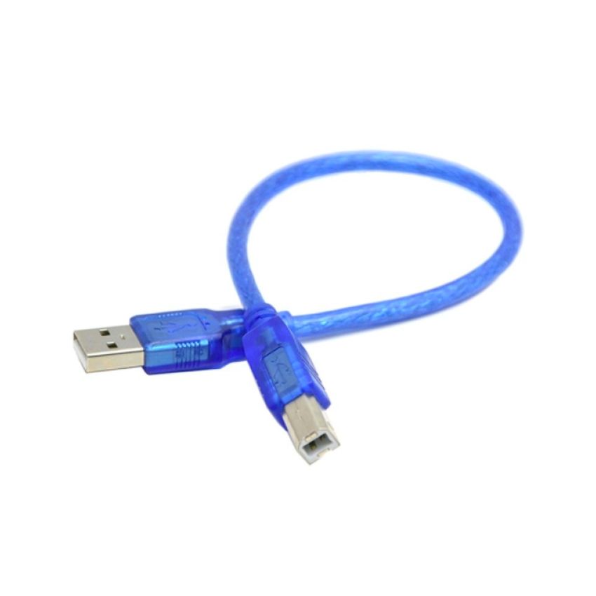 USB Cable for Arduino USB A to USB B 50cm High Speed Transparent Blue Cable 4STRNG