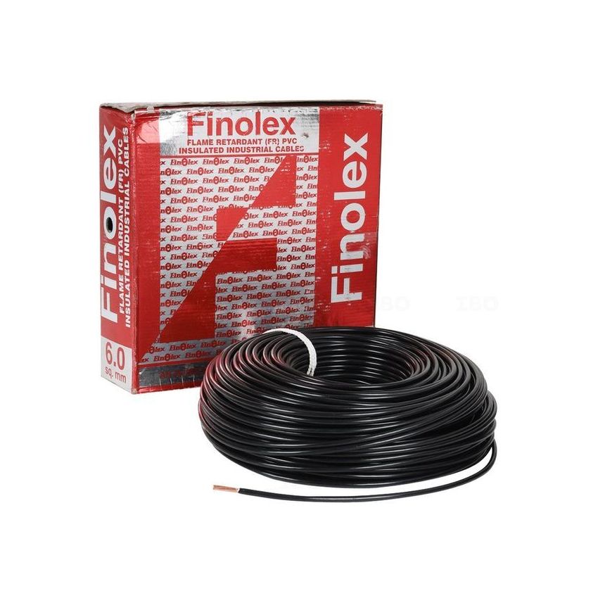 Finolex 6.0SQMM Battery Cable Black PVC Insulated Flame Retardant 90m