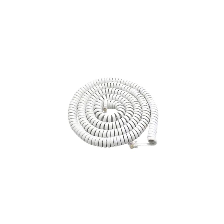 Stackfine, 2c telephone cord, white, 25ft, coiled