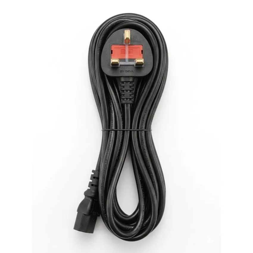UK 3-Pin BS1363 to IEC C13 Power Cable – Black Mains Power Cord