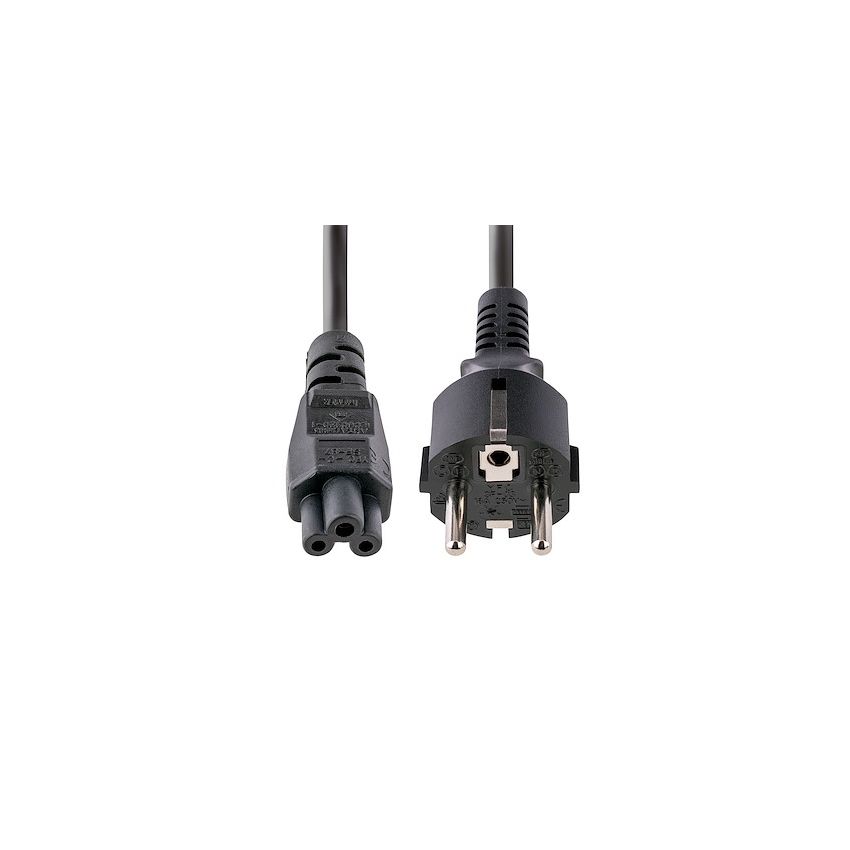 Laptop Power Cable, 3M Length, Euro Plug to C5 Cloverleaf Connector, 250V Rated