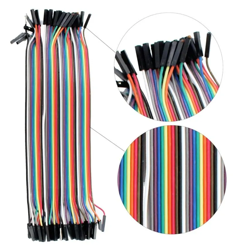 Female to Female Jumper Wires 20cm, Set of 40- Colorful and Durable for Electronics Projects