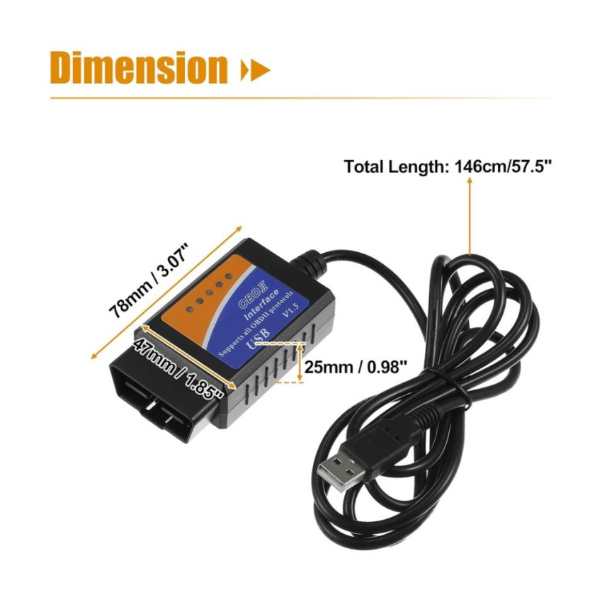 OBDII Interface USB for Car Diagnostic Tool,1.5V