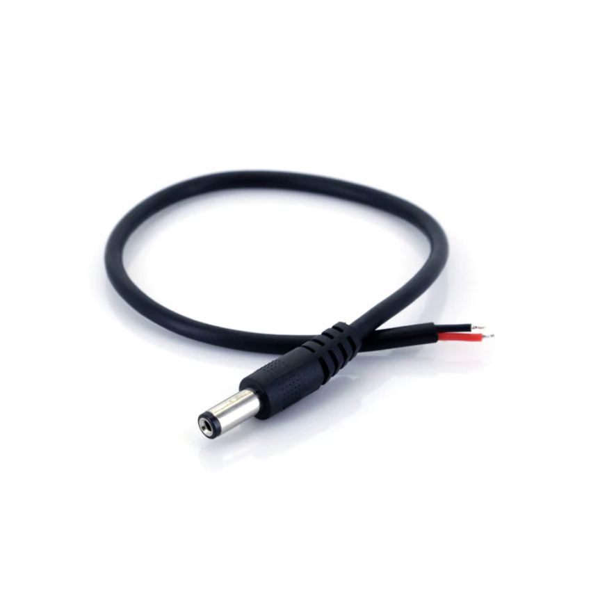 DC Power Connector Male Plug with 20cm Wire Lead 2.1mm x 5.5mm Barrel