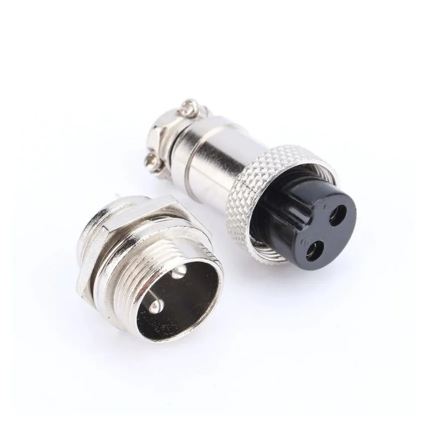 GX12 2-Pin Aviation Connector – Circular Metal Panel Mount Plug & Socket Set