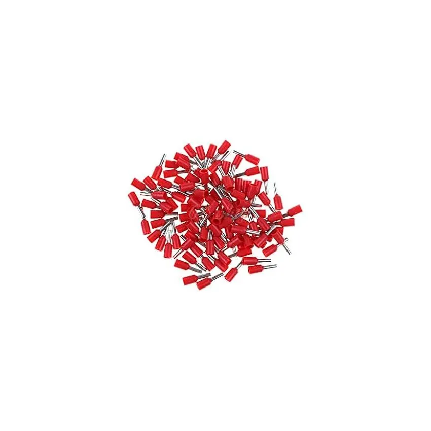 E0506 Ferrule Terminal Red 0.5mm2 Wire Gauge 5mm Pin Length Insulated Crimp Connector
