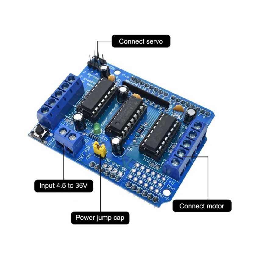 L293D,Motor Driver Shield, Dual H-Bridge for Arduino Projects