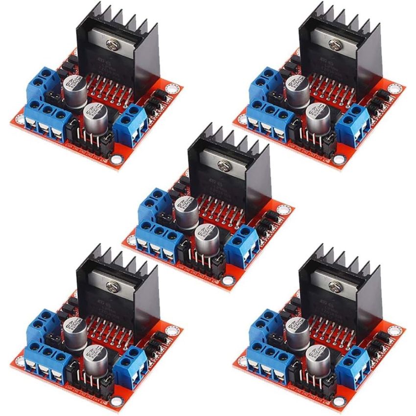 L298N Motor Driver Module, Dual H-Bridge DC Stepper Motor Controller Board, 2A 35V Max (Pack of 5)